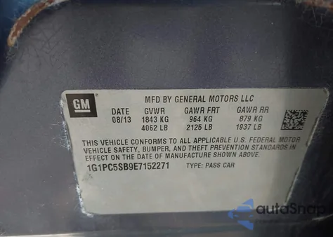 2014 Chevrolet Cruze Lt from USA, damaged, VIN 1G1PC5SB9E7152271